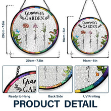 Load image into Gallery viewer, Gift For Wife,Gift For Grandma,Gift For Mother,Family,Love,Gardening - Birth Flower Grandma's Garden - Personalized Stained Glass Window Hanging Suncatcher
