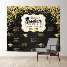 Charger l'image dans la galerie, Lofaris Black And Gold Bokeh Class Of 2022 Graduation Backdorp