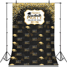 Charger l'image dans la galerie, Lofaris Black And Gold Bokeh Class Of 2022 Graduation Backdorp