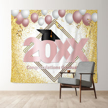Charger l'image dans la galerie, Lofaris Gold Glitter And Pink 2022 Congratulatios Grad Backdrop