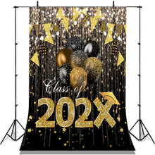 Charger l'image dans la galerie, Lofaris Gold Star Bright Glitter Ballons Class Of 2022 Backdrop