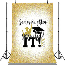 Load image into Gallery viewer, Lofaris Golden Glitter And Black You Did It Grad Party Backdrop