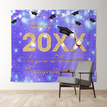 Charger l'image dans la galerie, Lofaris Purple Bokeh Glitter Gold Class Of 2022 Grad Backdrop