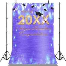 Charger l'image dans la galerie, Lofaris Purple Bokeh Glitter Gold Class Of 2022 Grad Backdrop