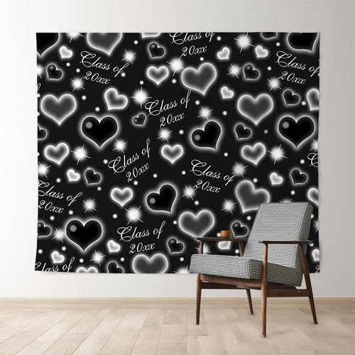 Lofaris Black And Silver Love Glitter Class Of 2022 Backdrop