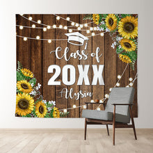 Load image into Gallery viewer, Lofaris Glitter And Sunflowers Class Of 2022 Wooden Backdrop
