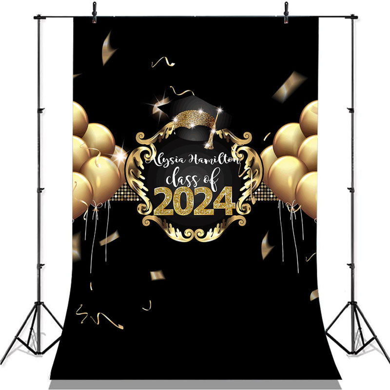 Lofaris Gold Ballons And Black Class Of 2022 Party Backdrop