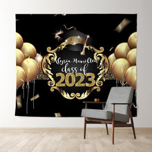 Charger l&#39;image dans la galerie, Lofaris Gold Ballons And Black Class Of 2022 Party Backdrop
