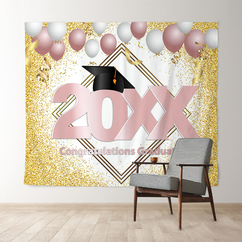 Lofaris Gold Glitter And Pink 2022 Congratulatios Grad Backdrop