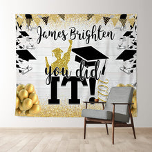 Load image into Gallery viewer, Lofaris Gold Glitter Ballons And Black You Did It Backdrop
