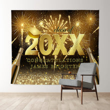 Charger l&#39;image dans la galerie, Lofaris Golden Glitter Bokeh Class Of 2022 Congratulatios Backdrop
