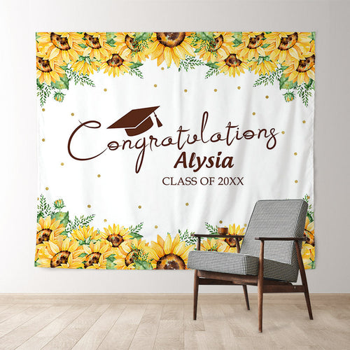 Lofaris Light Golden Sunflowers Theme Class Of 2022 Backdrop