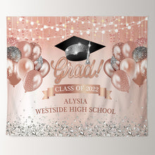 Load image into Gallery viewer, Lofaris Light Pink Ballons And Silver Diamond Grad Backdrop
