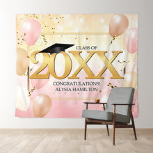 Charger l&#39;image dans la galerie, Lofaris Pink Ballons And Gold Bokeh 2022 Congratulatios Backdrop
