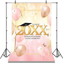 Charger l&#39;image dans la galerie, Lofaris Pink Ballons And Gold Bokeh 2022 Congratulatios Backdrop
