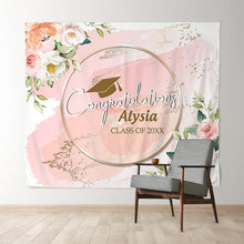 Charger l&#39;image dans la galerie, Lofaris Pink Flowers Glitter Class Of 2022 Graduation Backdrop
