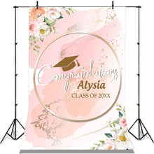 Charger l&#39;image dans la galerie, Lofaris Pink Flowers Glitter Class Of 2022 Graduation Backdrop
