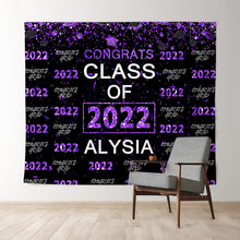 Charger l&#39;image dans la galerie, Lofaris Purple Glitter Congrsts Class Of 2022 Black Backdrops
