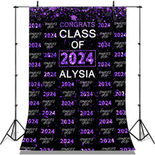 Charger l&#39;image dans la galerie, Lofaris Purple Glitter Congrsts Class Of 2022 Black Backdrops
