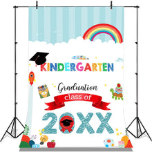 Load image into Gallery viewer, Lofaris Rainbow And Colorful Kindergarten Graduation 2022 Backdrop
